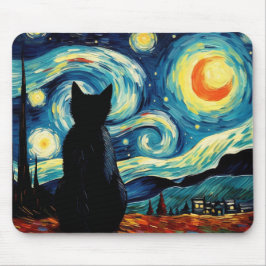 Starry Night Cat Mousepad