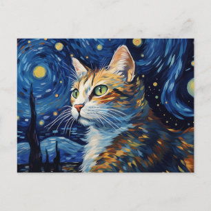 Starry Night Cat Postkarte
