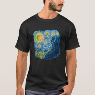 Starry Night Cat van Gogh Berühmte Malerei T Shirt