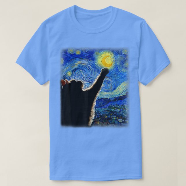 Starry Night Cat, Van Gogh Cat, Cat Lover, Cat Mam T-Shirt (Design vorne)