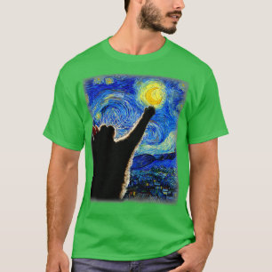 Starry Night Cat Van Gogh Cat Cat Lover Cat Mama C T-Shirt