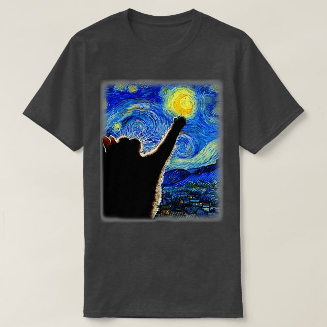 Starry Night Cat Van Gogh Cat Cat Lover Cat Mama C T-Shirt (Design vorne)