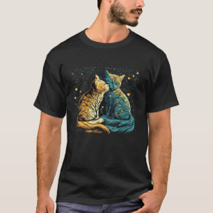 Starry Night Cat Van Gogh Cat Funny Couples Cat Lo T-Shirt