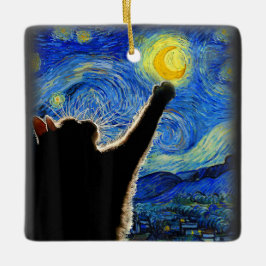 Starry Night Cat, Van Gogh Cat Lover Cat Vater Mam Keramikornament