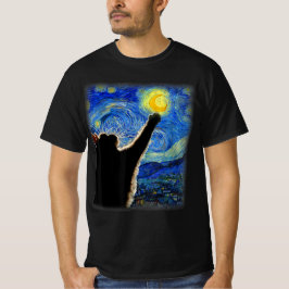 Starry Night Cat, Van Gogh Cat Lover Cat Vater Mam T-Shirt