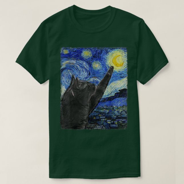 Starry Night Cat Van Gogh Cat T-Shirt (Design vorne)
