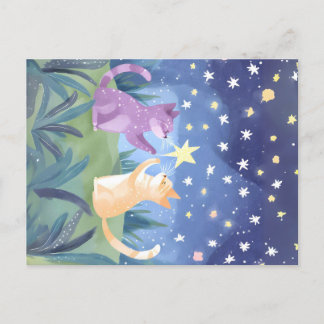 Starry Night Cats Postkarte