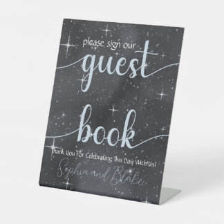 Starry Night Celestial Guest Book Pedestal Sign Sockelschild