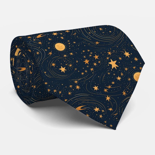 Starry Night Celestial Monogram Krawatte (Gerollt)