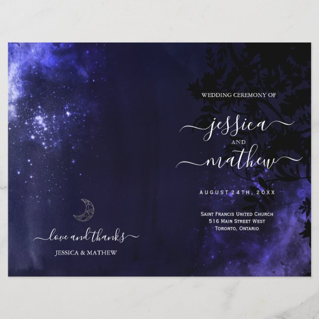 Starry Night Celestial Night Sky Hochzeitsprogramm