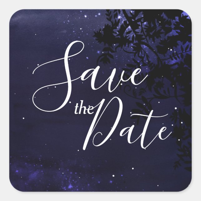 Starry Night Celestial Save the Date Aufkleber (Vorderseite)