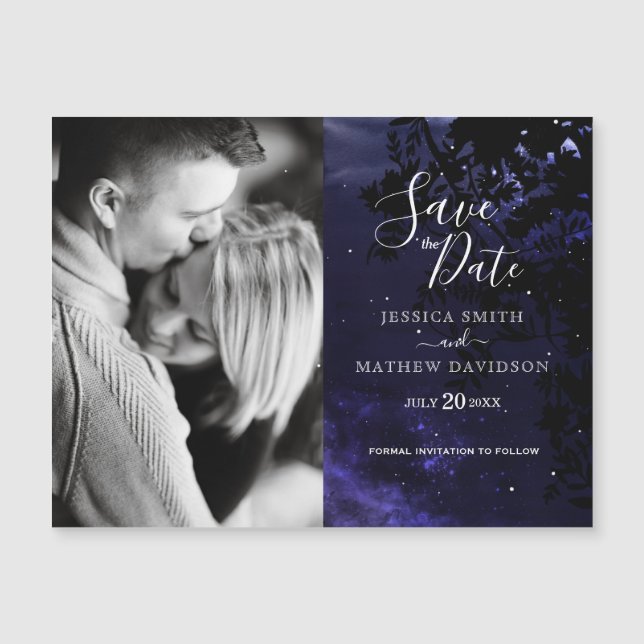 Starry Night Celestial Save the Date Foto Magnet (Vorderseite)