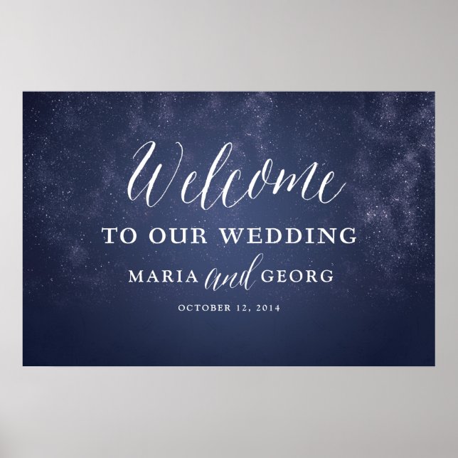 Starry Night Celestial Star Wedding Welcome Sign Poster (Vorne)