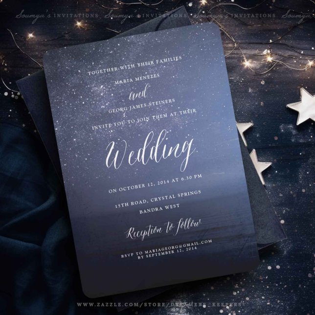 Starry Night Celestial Stars Hochzeit Einladung (Von Creator hochgeladen)