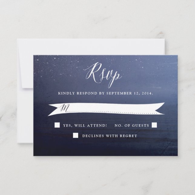 Starry Night Celestial Stars Wedding RSVP Card Karte (Vorderseite)