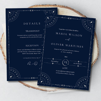 Starry Night Celestial Wedding Navy Blue Elegant I Einladung