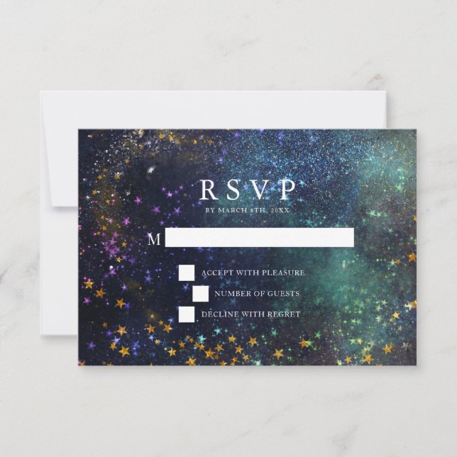 Starry Night Celestial Wedding RSVP Card (Vorderseite)