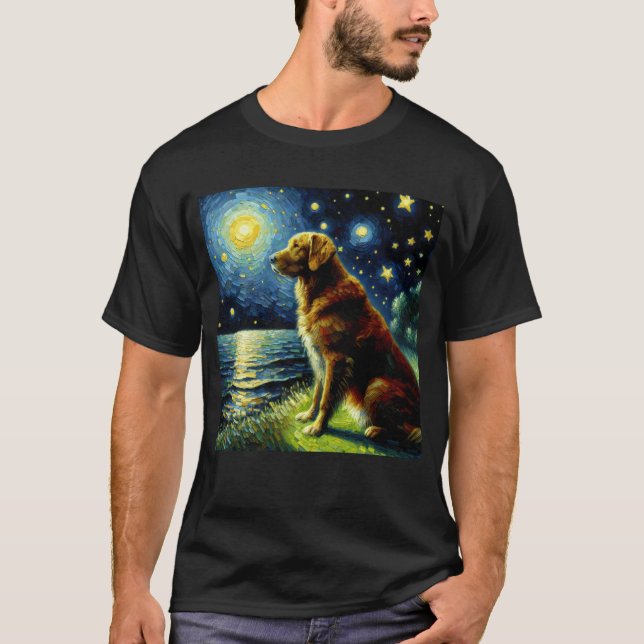 Starry Night Chesapeake Bay Retriever Dog Van T-Shirt (Vorderseite)