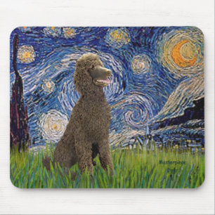 Starry Night - Chocolate St. Poodle Mousepad