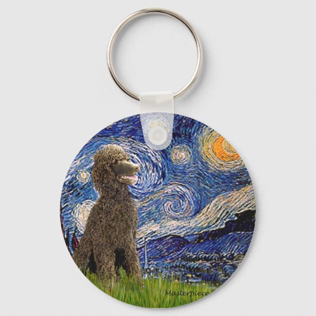 Starry Night - Chocolate St. Poodle Schlüsselanhänger (Vorderseite)