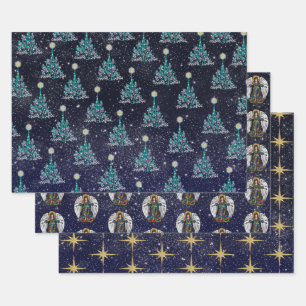 Starry Night Christmas 3 Variationen Geschenkpapier Set