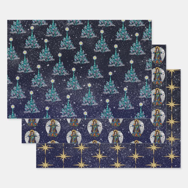 Starry Night Christmas 3 Variationen Geschenkpapier Set (Set)
