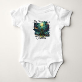 Starry Night Christmas Baby Bodysuit Van Gogh Baby Strampler
