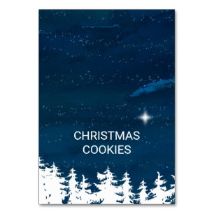 Starry Night Christmas Buffet Food Labels Tischnummer