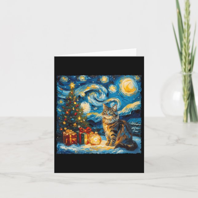 Starry Night Christmas Norwegian Forest Art Van Go Karte (Vorderseite)