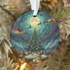 Starry Night Christmas Ornament Round Acrylic