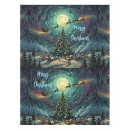 Starry Night Christmas Tablecloth 52x70 Santa Tischdecke