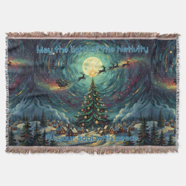 Starry Night Christmas Van Gogh Blanket Holiday Decke (Vorderseite)