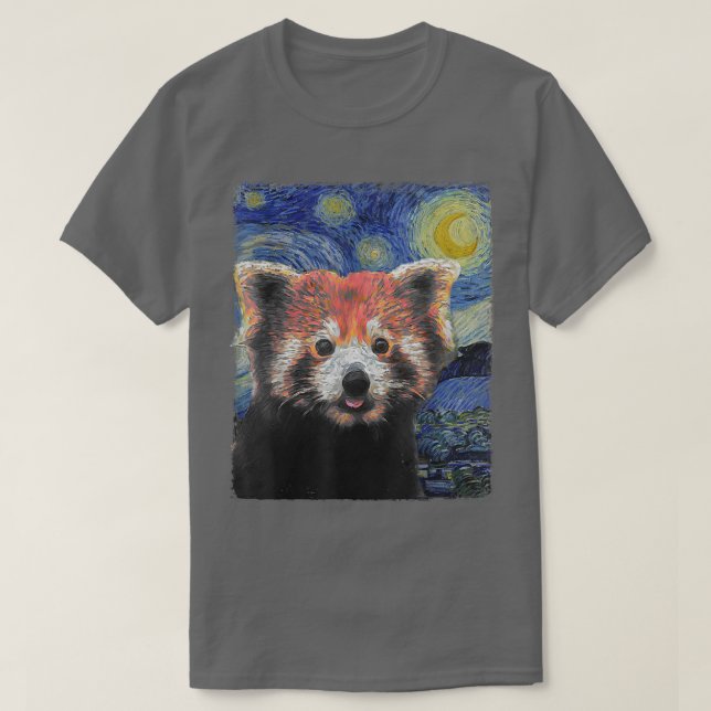 Starry Night Colorful Red Panda T-Shirt (Design vorne)