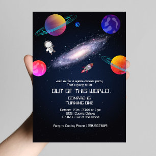 Starry Night Cosmic Quest Geburtstag Einladung