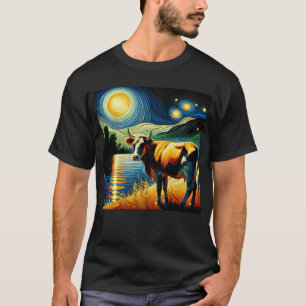 Starry Night Cow Van Gogh Lover Bauer T-Shirt