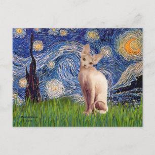 Starry Night - Cream Sphynx Cat Postkarte
