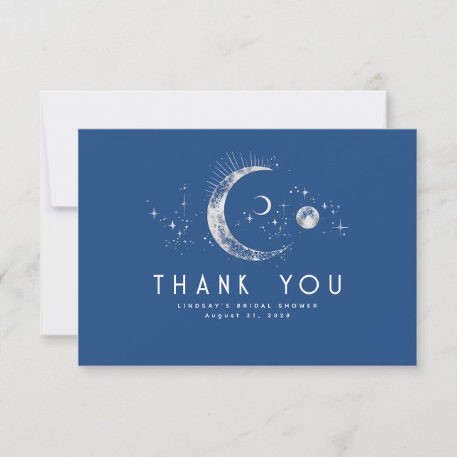 Starry Night Crescent Moon Celestie Vielen Dank Dankeskarte (Vorderseite)