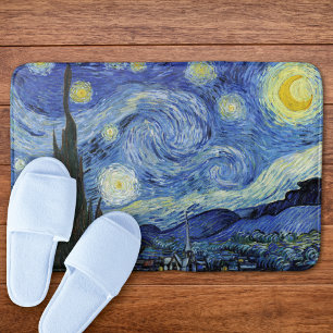 Starry Night Crescent Moon Van Gogh Badematte
