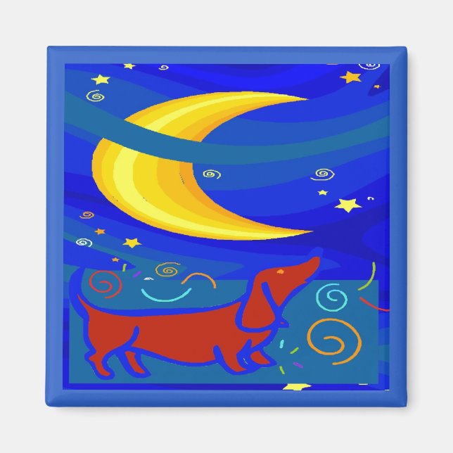 Starry Night Dackel Magnet (Vorne)