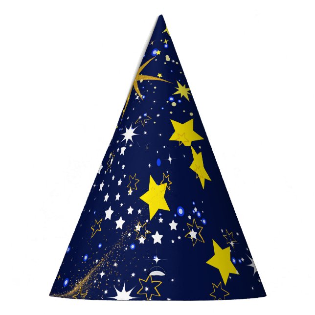 Starry Night Dark Blue Sky Party Hat Partyhütchen (Links)