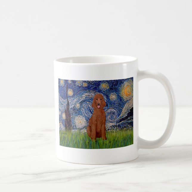 Starry Night - Dark Red Standard Poodle #1 Kaffeetasse (Rechts)