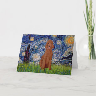 Starry Night - Dark Red Standard Poodle #1 Karte