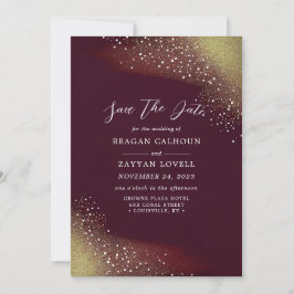 Starry Night Deep Crimson Save the Date Card Einladung