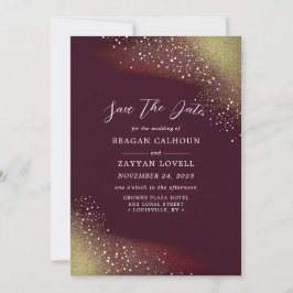 Starry Night Deep Crimson Save the Date Card Einladung