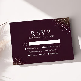 Starry Night Deep Crimson Wedding RSVP Card Karte