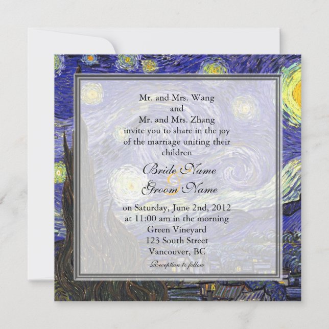 Starry Night, die berühmte Hochzeitseinladung zu g Einladung (Vorderseite)