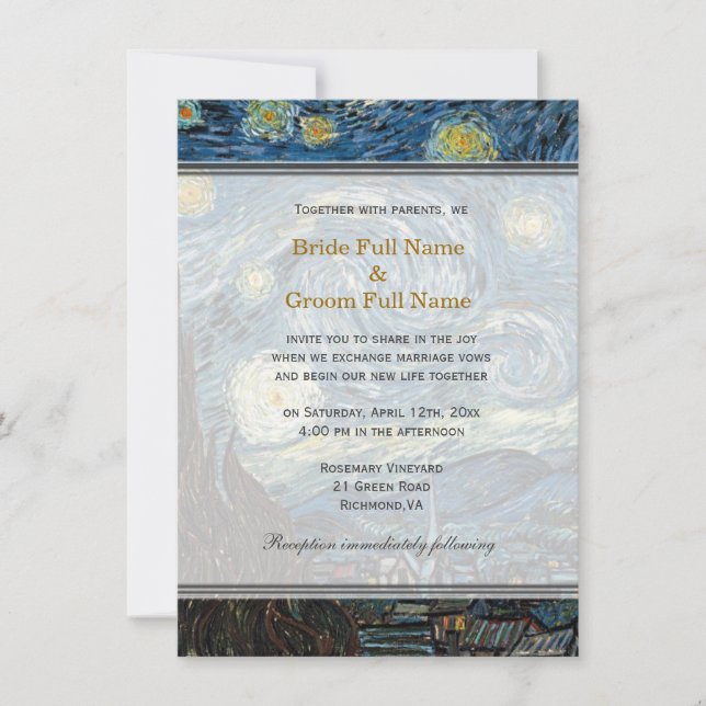 Starry Night, die berühmte Hochzeitseinladung zu g Einladung (Vorderseite)