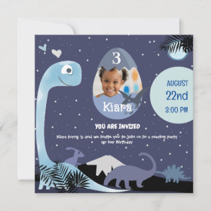 Starry Night Dinosaur-Thema 3. Geburtstag Einladun Einladung