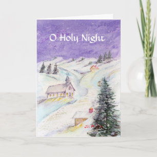 Starry Night Draped in Snow Christmas Watercolor Feiertagskarte