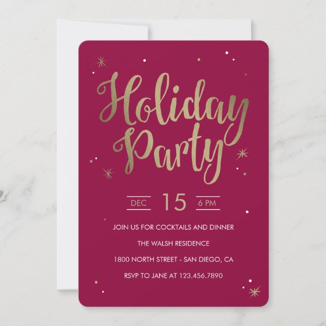 Starry Night Editable Color Holiday Party laden Einladung (Vorderseite)